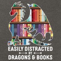 Easily Distracted By Dragons and Books Fantasy Book Lover Cotton Canvas Backpack
