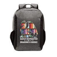 Easily Distracted By Dragons and Books Fantasy Book Lover Vector Backpack