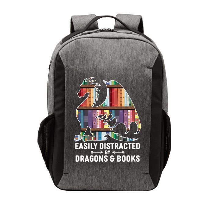 Easily Distracted By Dragons and Books Fantasy Book Lover Vector Backpack