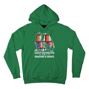 Easily Distracted By Dragons and Books Fantasy Book Lover Hoodie