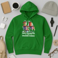 Easily Distracted By Dragons and Books Fantasy Book Lover Hoodie