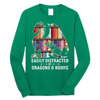 Easily Distracted By Dragons and Books Fantasy Book Lover Long Sleeve Shirt