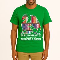 Easily Distracted By Dragons and Books Fantasy Book Lover Tall T-Shirt