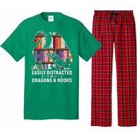 Easily Distracted By Dragons and Books Fantasy Book Lover Pajama Set