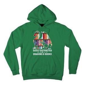 Easily Distracted By Dragons and Books Fantasy Book Lover Tall Hoodie