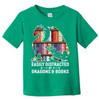 Easily Distracted By Dragons and Books Fantasy Book Lover Toddler T-Shirt
