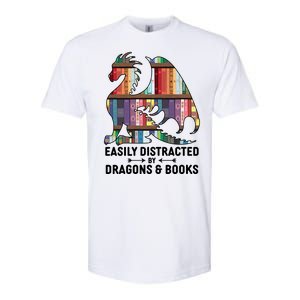 Easily Distracted By Dragons and Books Fantasy Book Lover Softstyle CVC T-Shirt