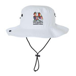 Easily Distracted By Dragons and Books Fantasy Book Lover Legacy Cool Fit Booney Bucket Hat