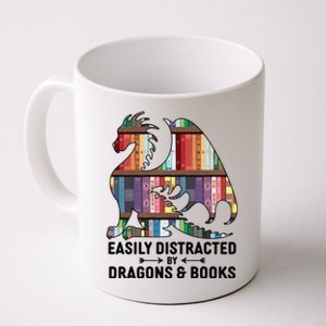 Easily Distracted By Dragons and Books Fantasy Book Lover Coffee Mug