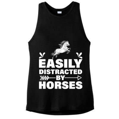 Easily Distracted By Horses Ladies PosiCharge Tri-Blend Wicking Tank