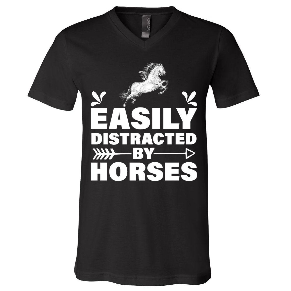 Easily Distracted By Horses V-Neck T-Shirt