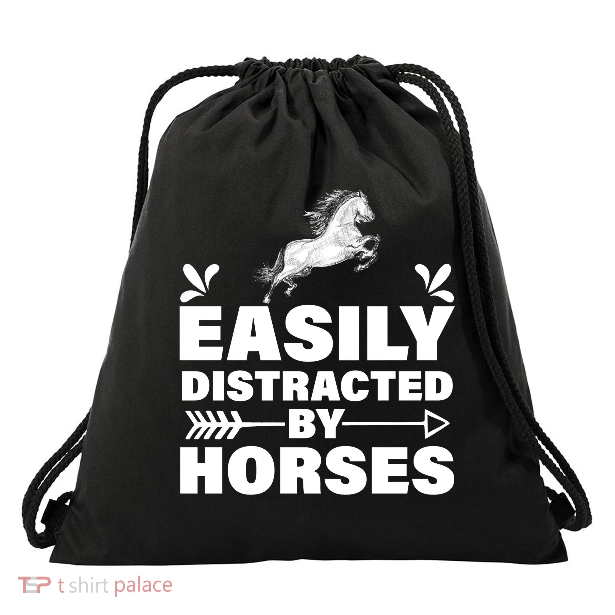 Easily Distracted By Horses Drawstring Bag