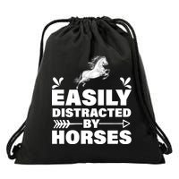 Easily Distracted By Horses Drawstring Bag