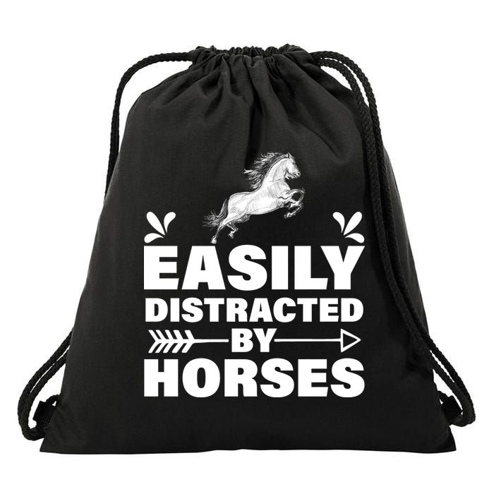 Easily Distracted By Horses Drawstring Bag