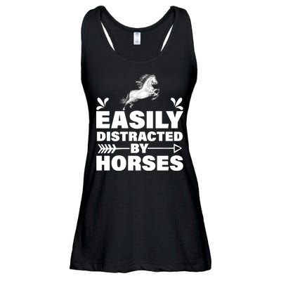 Easily Distracted By Horses Ladies Essential Flowy Tank