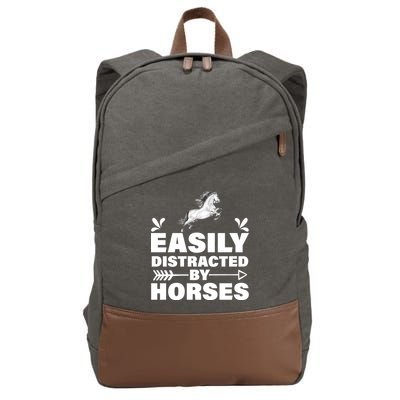 Easily Distracted By Horses Cotton Canvas Backpack