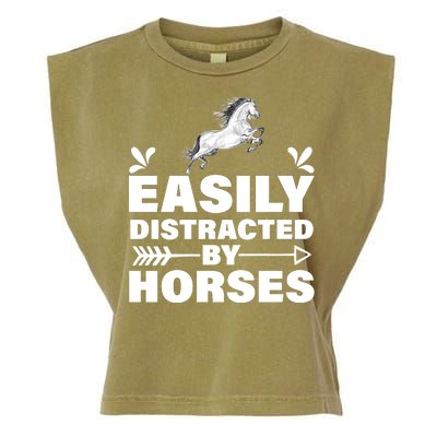 Easily Distracted By Horses Garment-Dyed Women's Muscle Tee