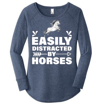 Easily Distracted By Horses Women's Perfect Tri Tunic Long Sleeve Shirt