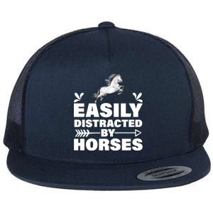 Easily Distracted By Horses Flat Bill Trucker Hat