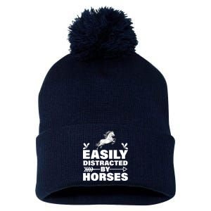 Easily Distracted By Horses Pom Pom 12in Knit Beanie