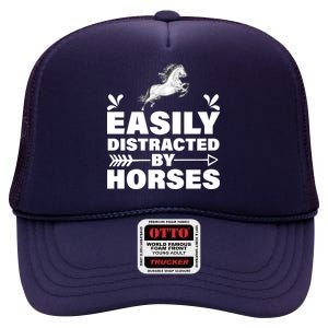 Easily Distracted By Horses High Crown Mesh Back Trucker Hat