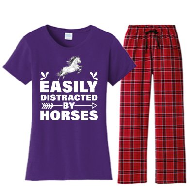 Easily Distracted By Horses Women's Flannel Pajama Set