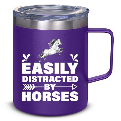 Easily Distracted By Horses 12oz Stainless Steel Coffee Mug