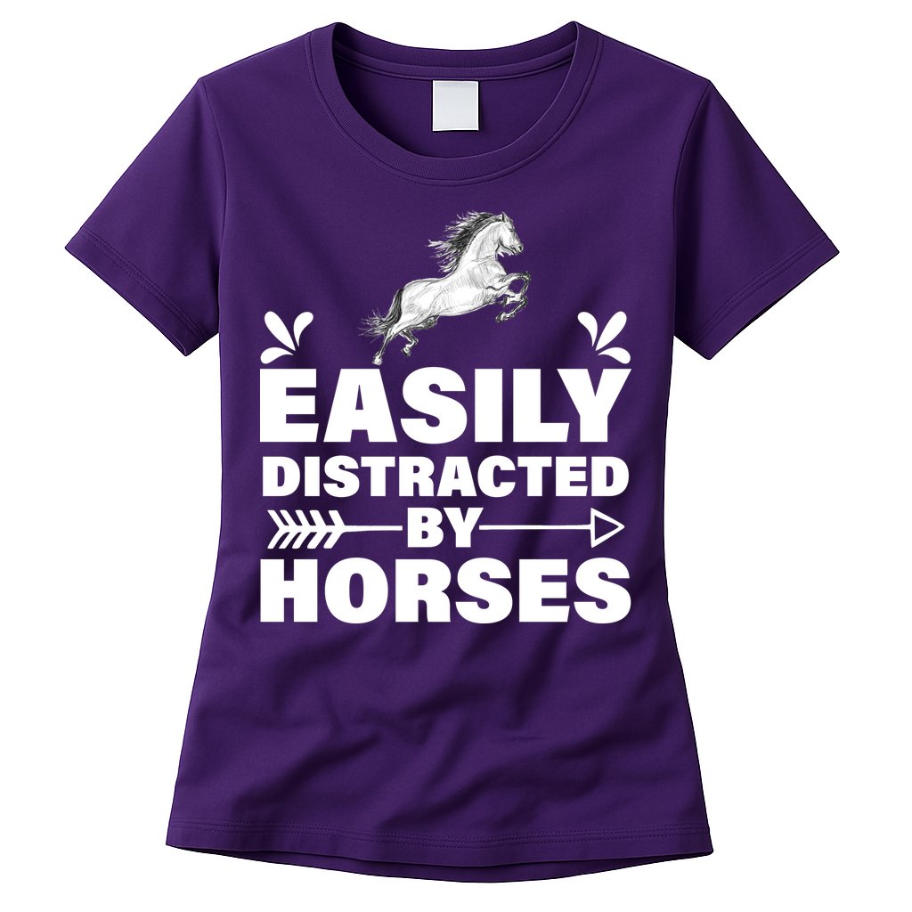 Easily Distracted By Horses Womens T-Shirt