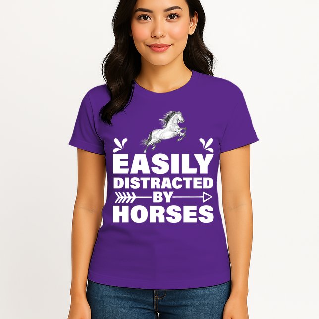 Easily Distracted By Horses Womens T-Shirt