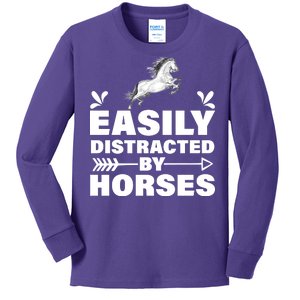 Easily Distracted By Horses Kids Long Sleeve Shirt