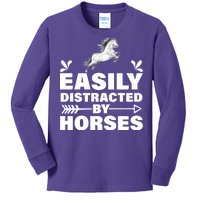 Easily Distracted By Horses Kids Long Sleeve Shirt