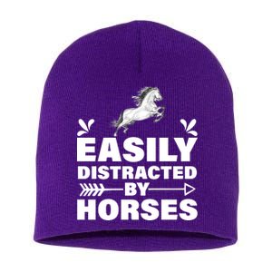 Easily Distracted By Horses Short Acrylic Beanie