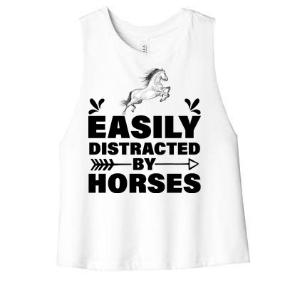 Easily Distracted By Horses Women's Racerback Cropped Tank