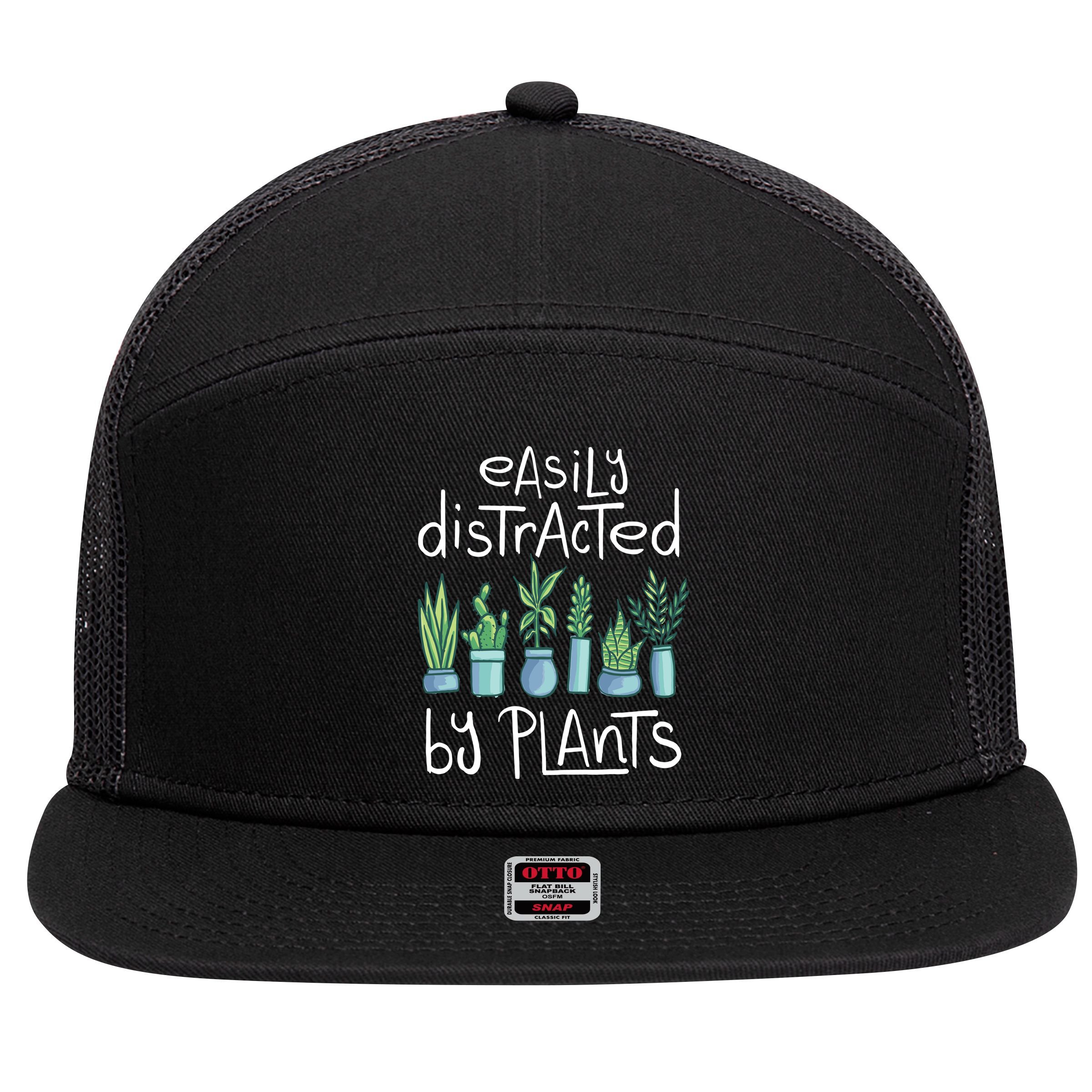 Easily Distracted By Plants 7 Panel Mesh Trucker Snapback Hat