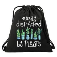 Easily Distracted By Plants Drawstring Bag