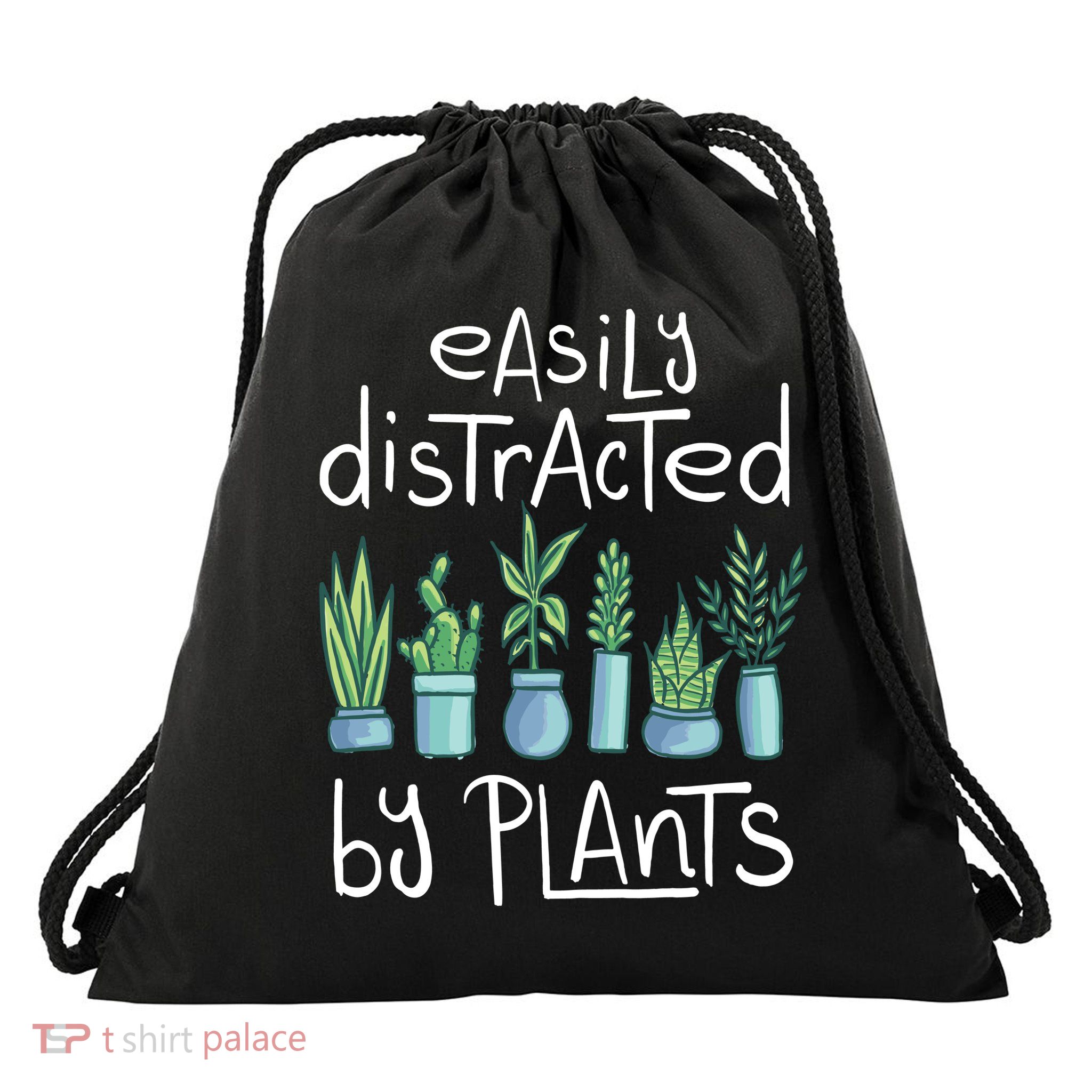 Easily Distracted By Plants Drawstring Bag