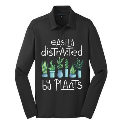 Easily Distracted By Plants Silk Touch Performance Long Sleeve Polo