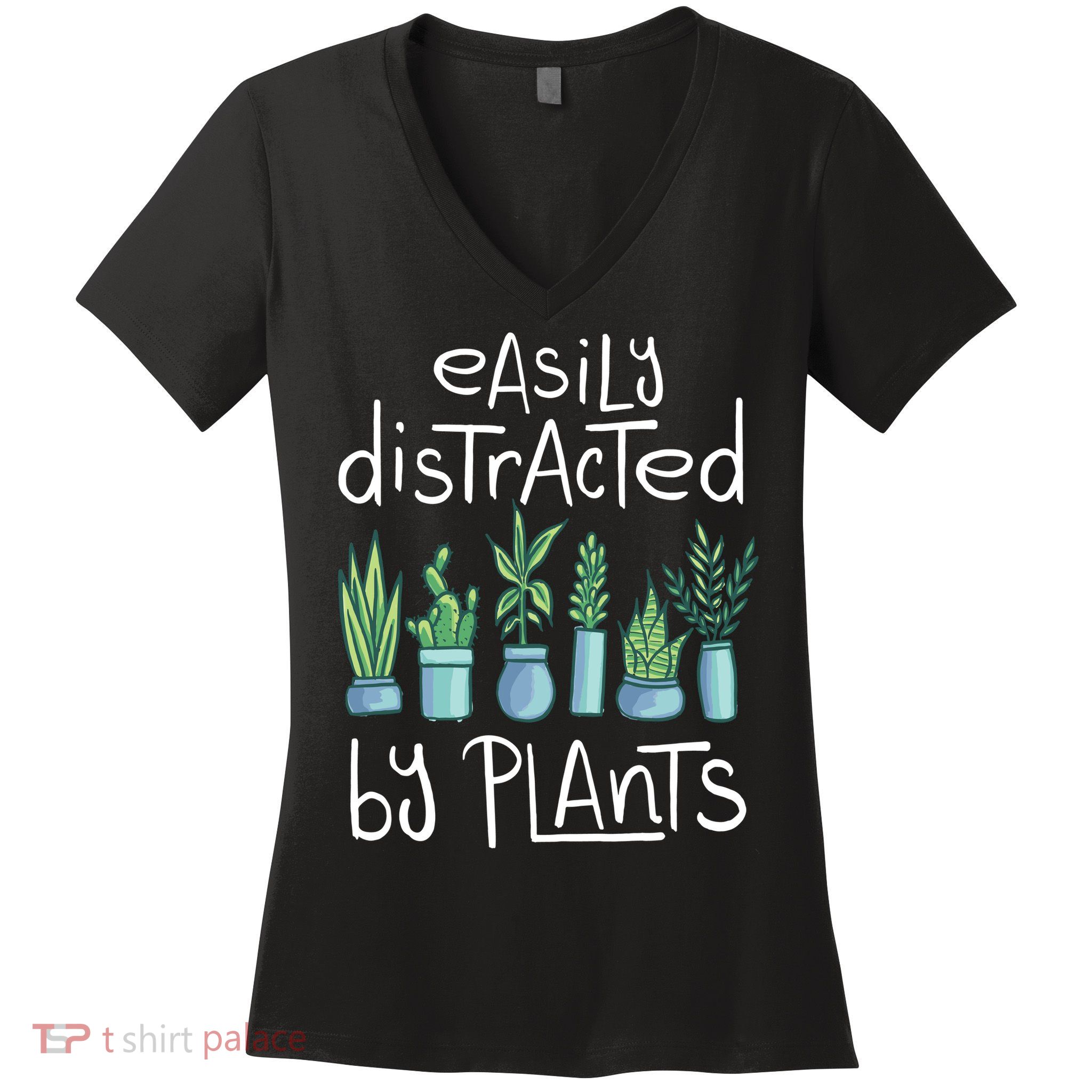 Easily Distracted By Plants Women's V-Neck T-Shirt