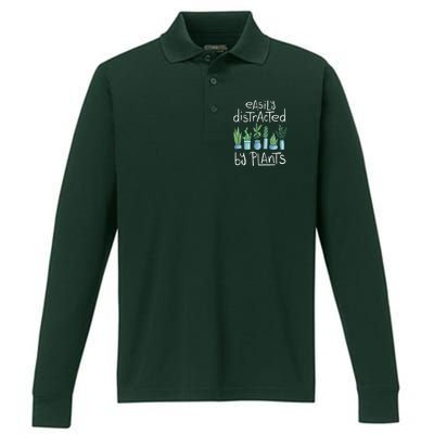 Easily Distracted By Plants Performance Long Sleeve Polo