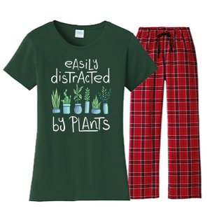 Easily Distracted By Plants Women's Flannel Pajama Set