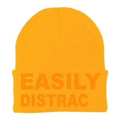 Easily Distrac(ted) Distracted Funny Knit Cap Winter Beanie