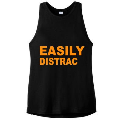 Easily Distrac(ted) Distracted Funny Ladies PosiCharge Tri-Blend Wicking Tank