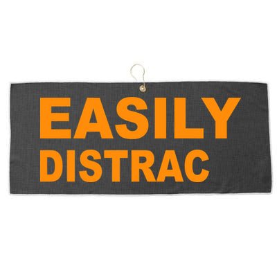 Easily Distrac(ted) Distracted Funny Large Microfiber Waffle Golf Towel