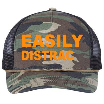 Easily Distrac(ted) Distracted Funny Retro Rope Trucker Hat Cap