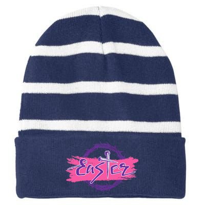 Easter Striped Beanie with Solid Band