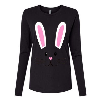 Easter Bunny Big Face Rabbit Womens Cotton Relaxed Long Sleeve T-Shirt