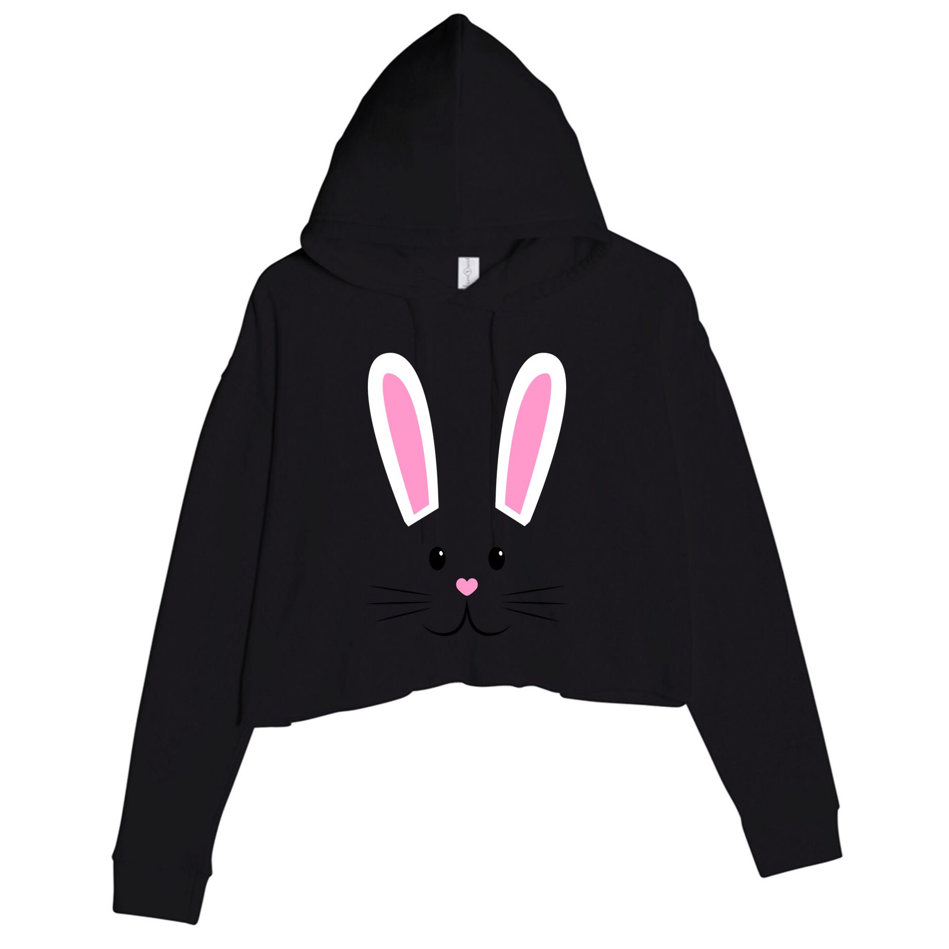 Easter Bunny Big Face Rabbit Crop Fleece Hoodie