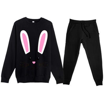 Easter Bunny Big Face Rabbit Premium Crewneck Sweatsuit Set