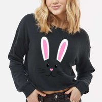 Easter Bunny Big Face Rabbit Cropped Pullover Crew