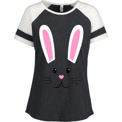 Easter Bunny Big Face Rabbit Enza Ladies Jersey Colorblock Tee